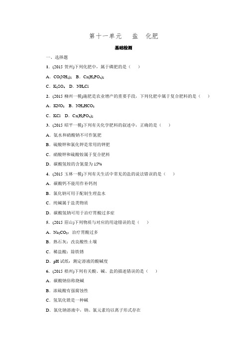 广西中考化学复习测试——第十一单元 盐 化肥(含答案)