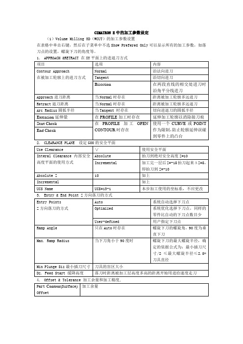 CIMATRON E中的加工参数设定