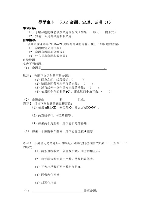 王婷5.3.2命题、定理、证明(1)