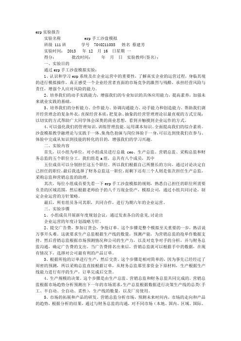ERP实训实验报告