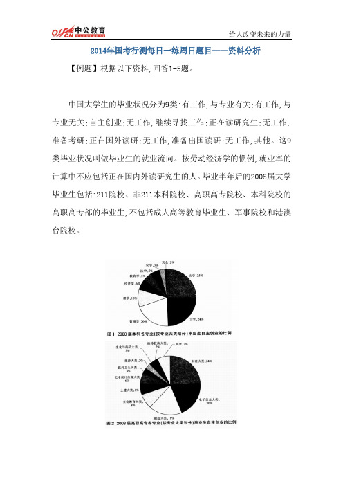 2014年国考行测每日一练周日题目——资料分析