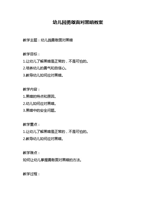 幼儿园勇敢面对黑暗教案