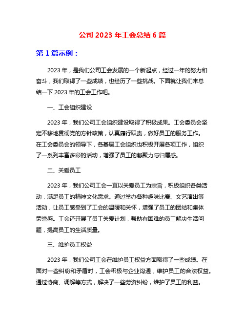 公司2023年工会总结6篇