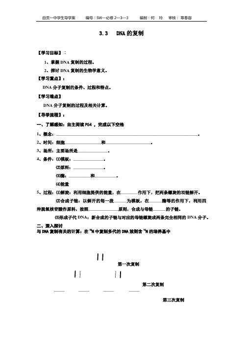 3.3DNA的复制导学案