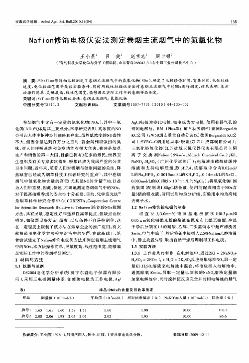 Nafion修饰电极伏安法测定卷烟主流烟气中的氮氧化物