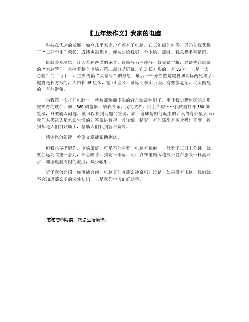 【五年级作文】我家的电脑
