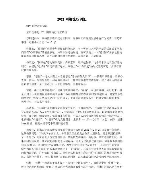2021网络流行词汇