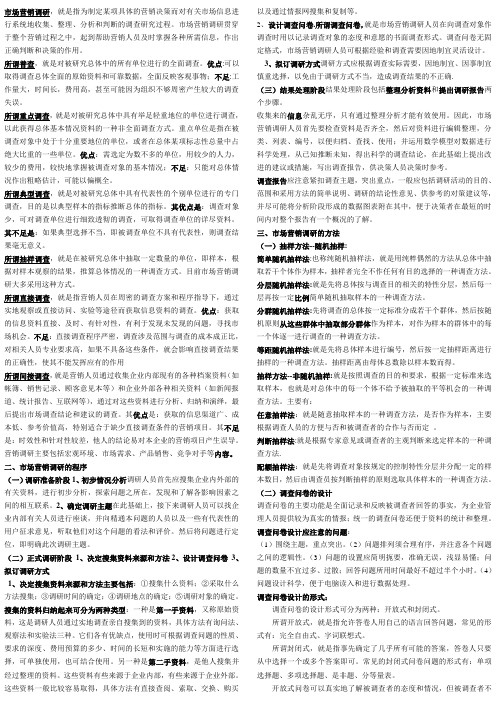 市场营销调研重点