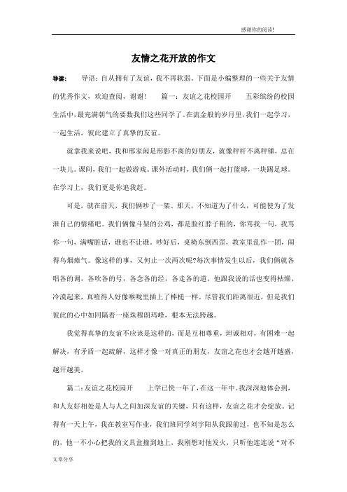 友情之花开放的作文