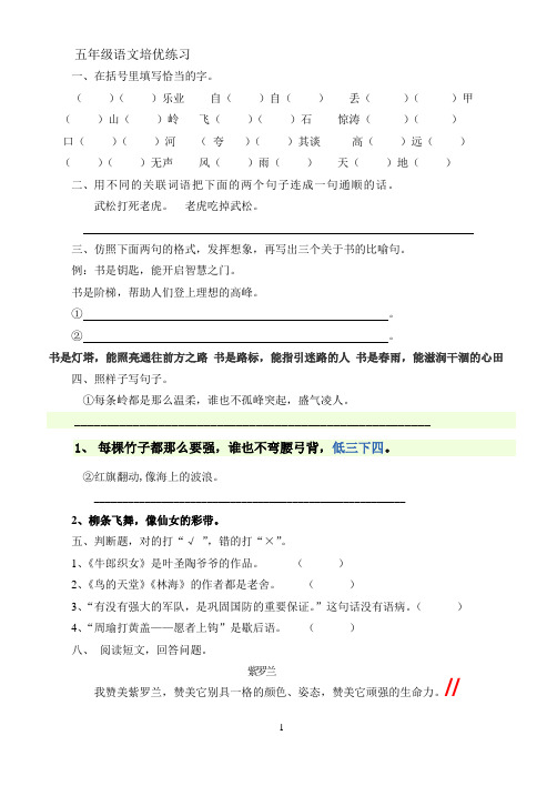 五年级语文培优练习