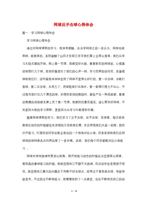 网球反手击球心得体会