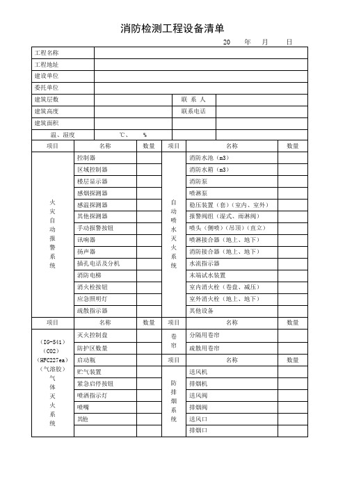 消防检测工程设备清单 (1)
