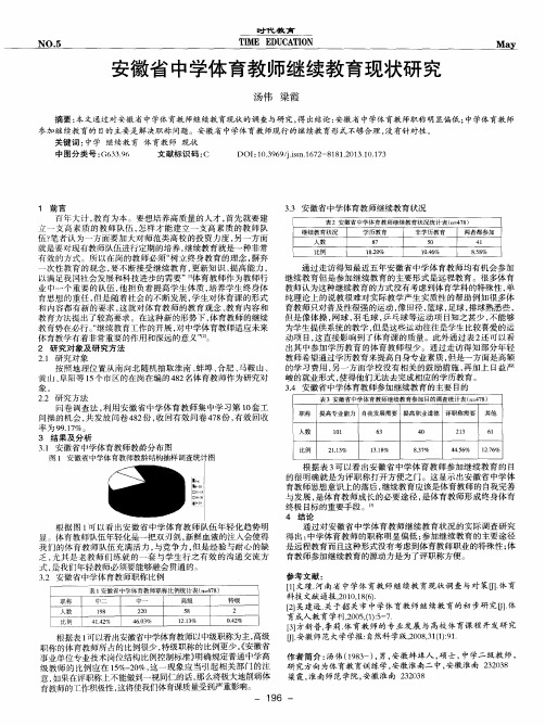 安徽省中学体育教师继续教育现状研究
