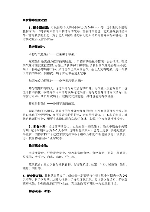 断食排毒减肥过程