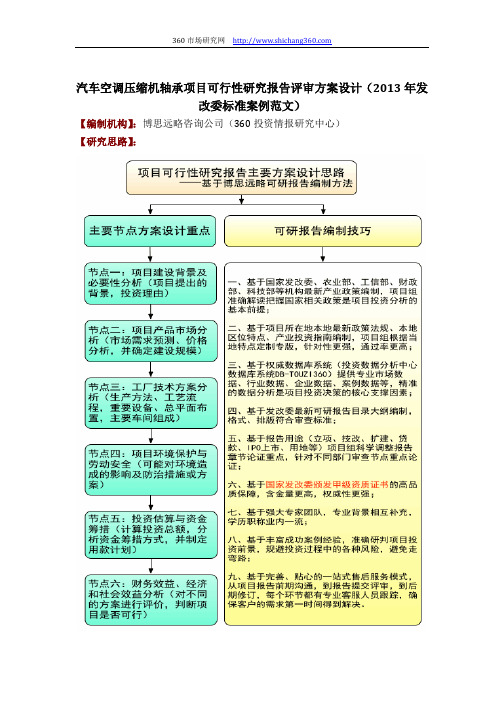 汽车空调压缩机轴承项目可行性研究报告评审方案设计(2013年发改委标准案例范文)