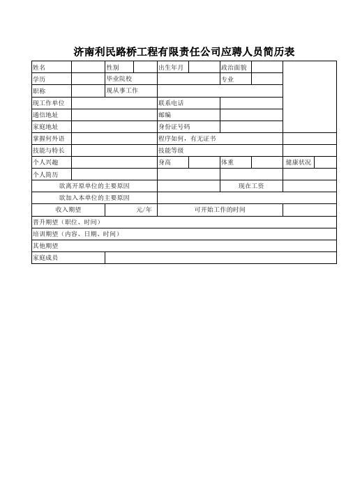 应聘人员报名表(范例)