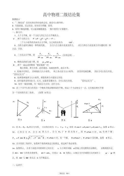 高中物理二级结论(超全)