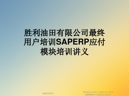 胜利油田有限公司最终用户培训SAPERP应付模块培训讲义