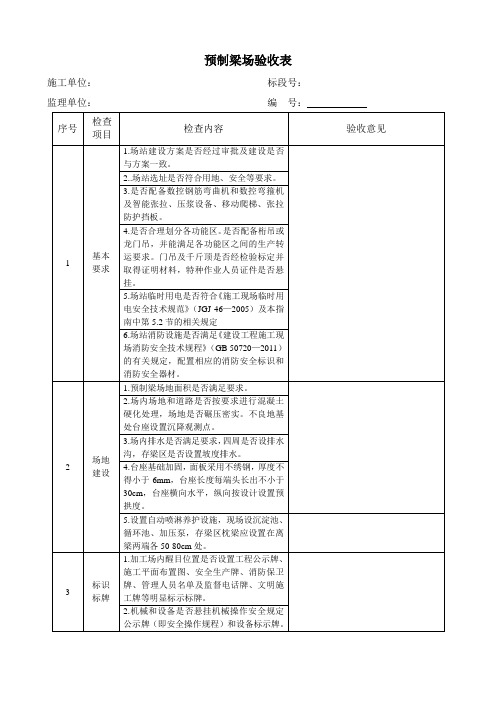 预制梁场标准化验收表