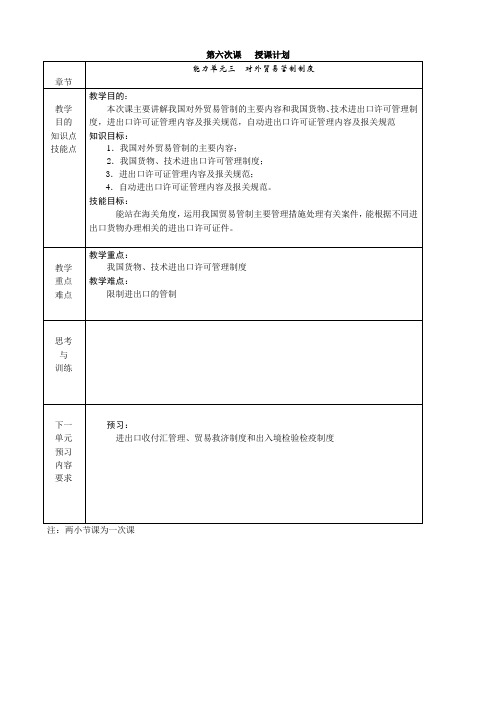 《进出口报关实务》电子教案06对外贸易管制制度1