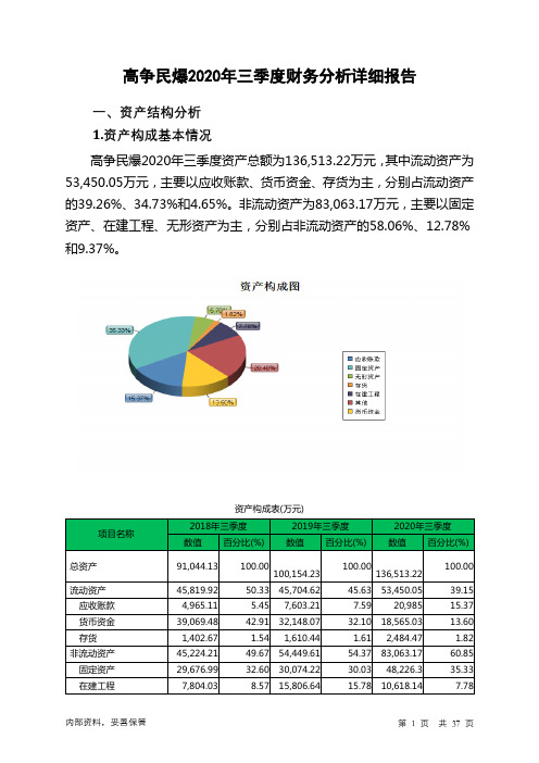 高争民爆2020年三季度财务分析详细报告