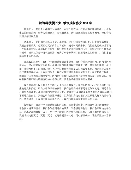 就这样慢慢长大 感悟成长作文800字