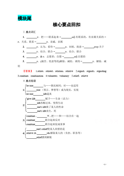 2016-2017学年高中英语外研版选修6学案：Module 4-核心要点回扣 Word版含解析