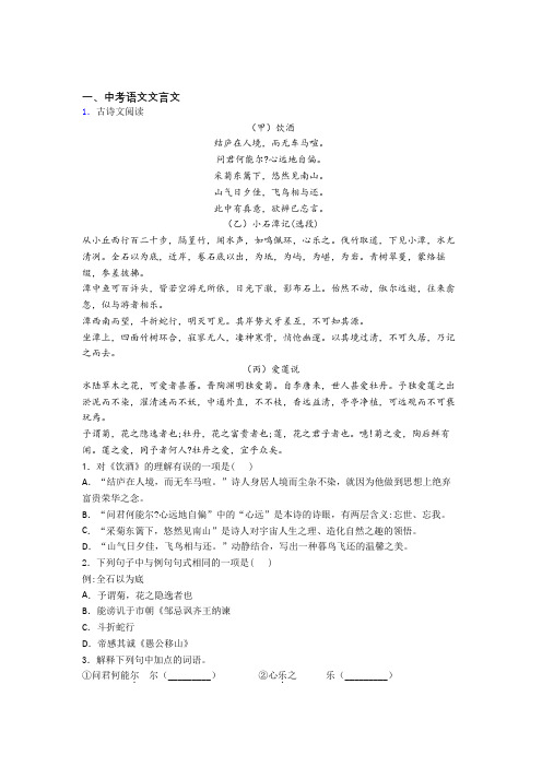备战中考语文备考之文言文压轴突破训练∶培优易错试卷篇及答案