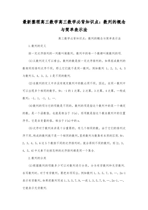 最新整理高三数学高三数学必背知识点：数列的概念与简单表示法.docx
