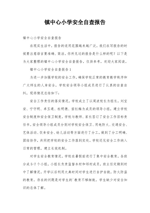 镇中心小学安全自查报告