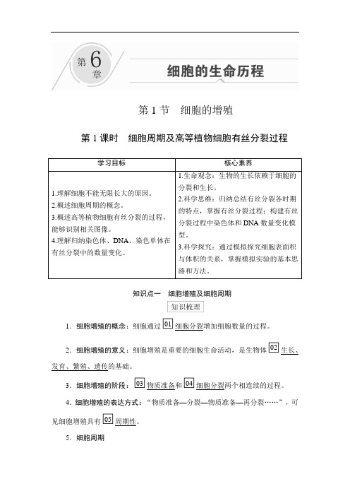 高中生物(新教材)《细胞周期及高等植物细胞有丝分裂过程》导学案+课后练习题