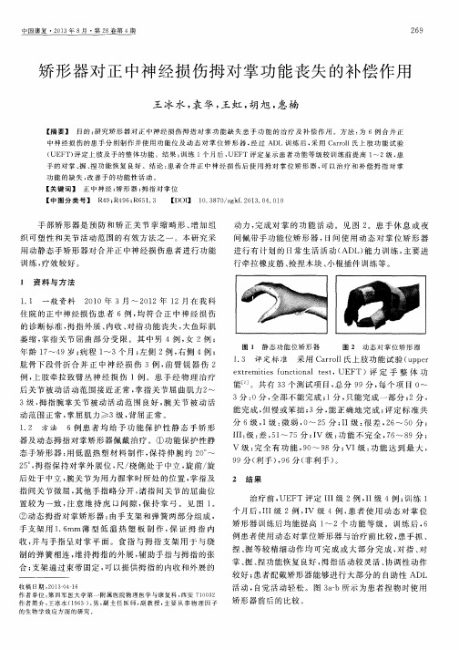 矫形器对正中神经损伤拇对掌功能丧失的补偿作用
