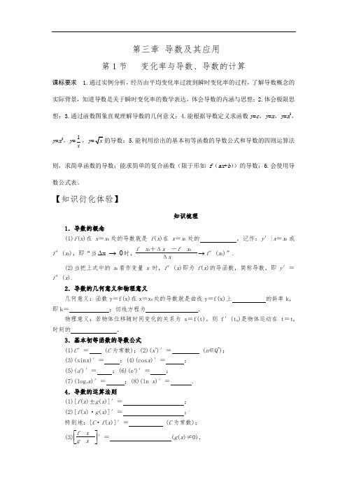 高考数学复习、高中数学  变化率与导数、导数的计算附答案解析