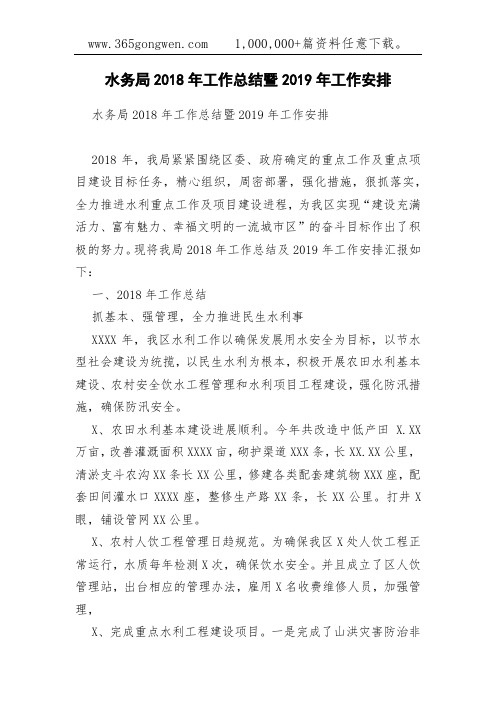 水务局2018年工作总结暨2019年工作安排
