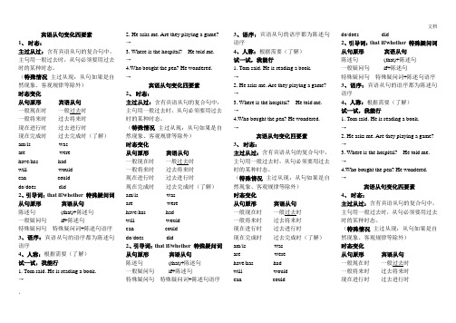 宾语从句变化四要素： 时态、连接词、语序、人称