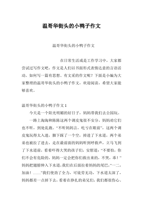 温哥华街头的小鸭子作文