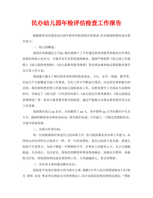 民办幼儿园年检评估检查工作报告