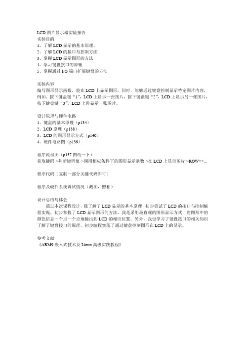 LCD图片显示器实验报告