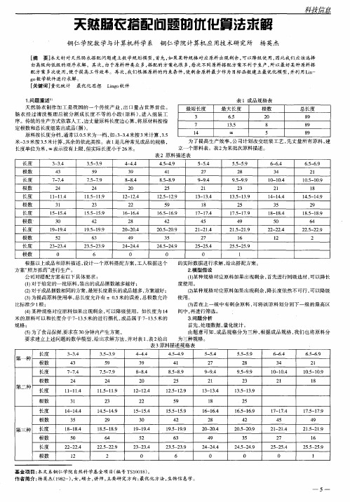 天然肠衣搭配问题的优化算法求解
