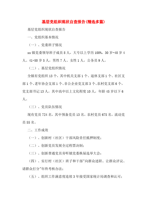 基层党组织现状自查报告(多篇)