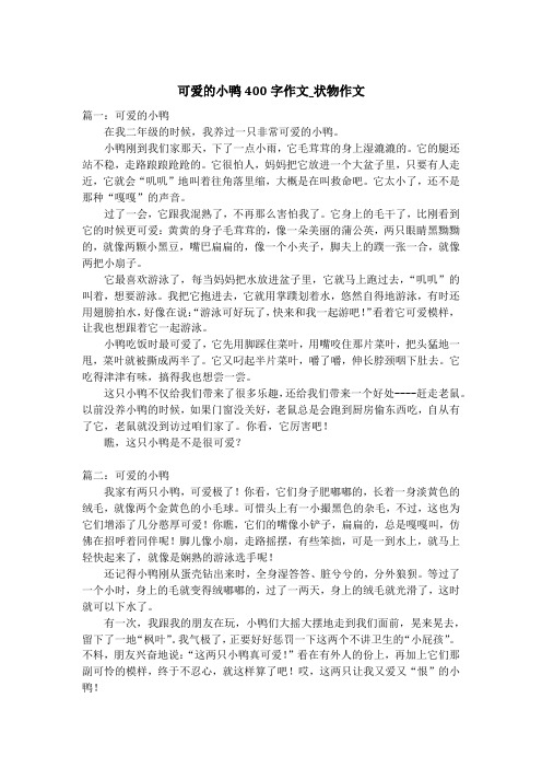 可爱的小鸭400字作文_状物作文