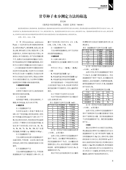 甘草种子水分测定方法的筛选