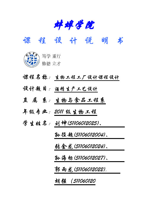 年产20万吨无水酒精生产工艺车间初步设计