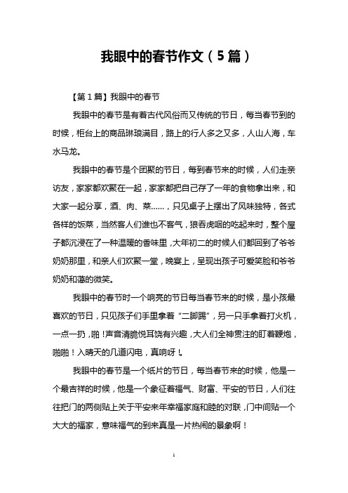 我眼中的春节作文(5篇)