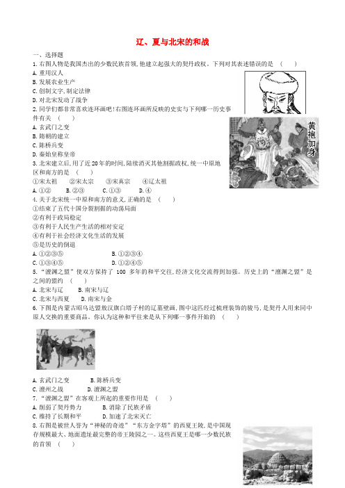 七年级历史下册 第六单元 第9课 辽、夏与北宋的和战达标检测 岳麓版