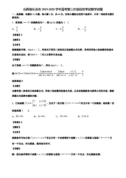 山西省长治市2019-2020学年高考第三次适应性考试数学试题含解析