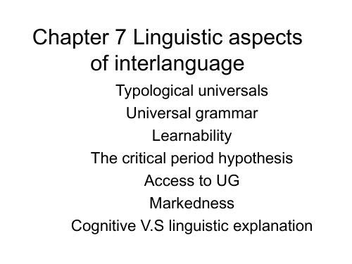 Chapter 7 Linguistic aspects of interlanguage