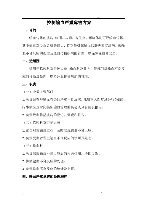 控制输血严重危害的方案