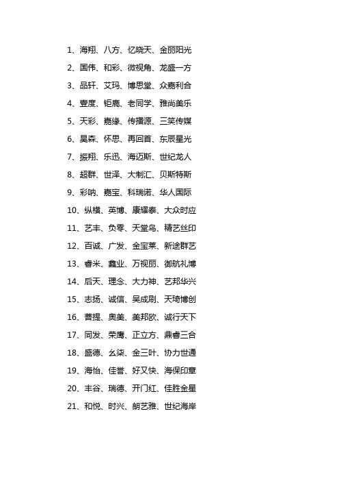 广告店名大全集