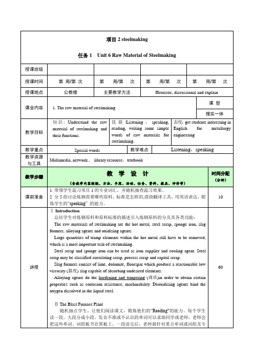 Raw Material of Steelmaking 冶金专业英语教案